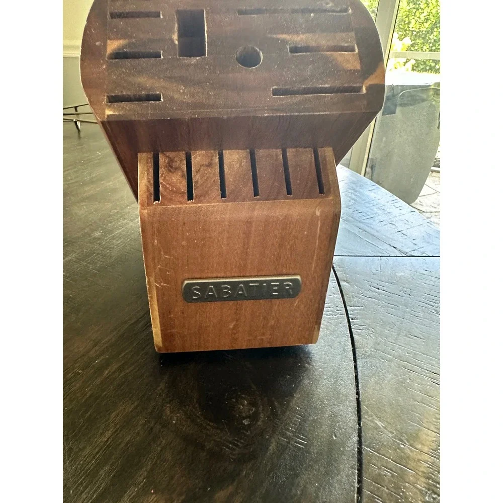 Sabatier Acacia Wood Knife Block Universal Kitchen‎ Cutlery Storage Organizer